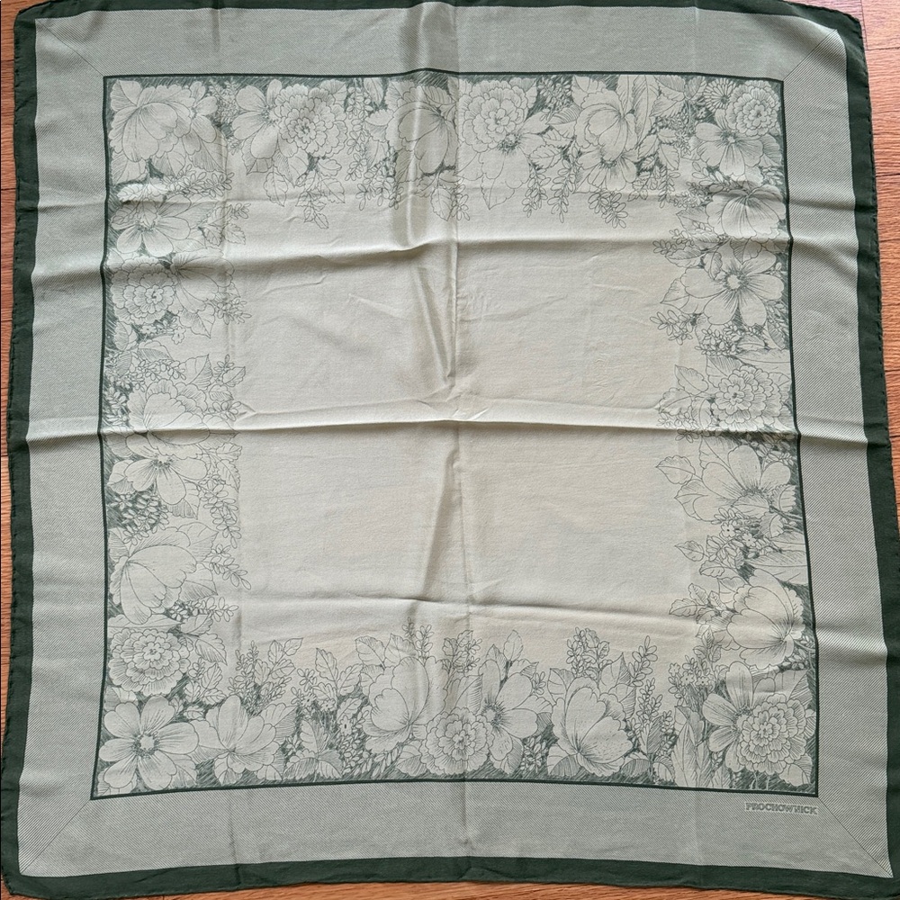 VTG Prochownick Authentic Square Silk Scarf Shawl Delicate Floral Design - Picture 9 of 16